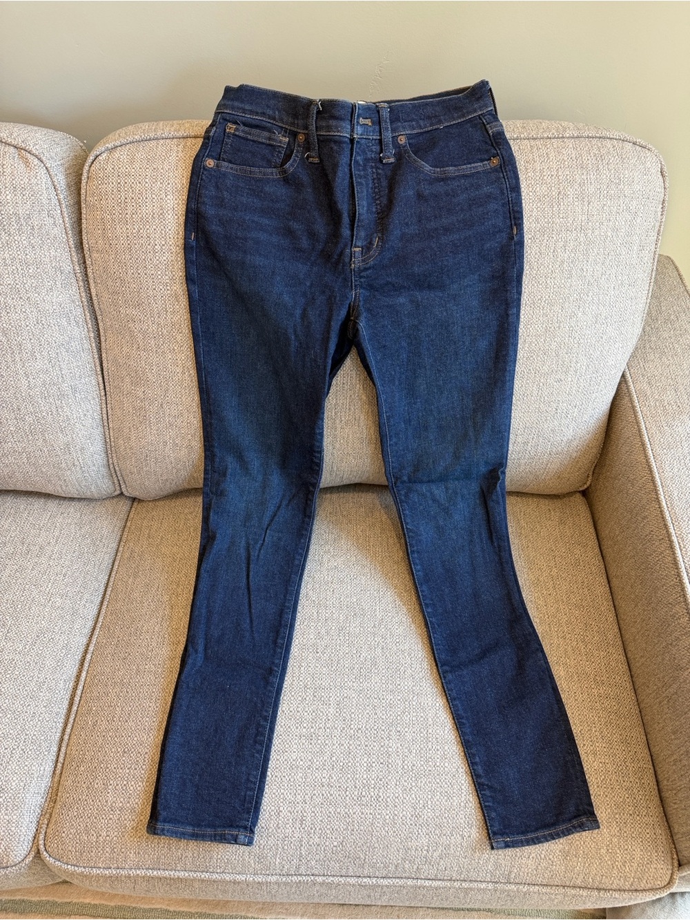 Madewell Women's 9” Mid-Rise Skinny Jeans in Dark Blue Size 27
